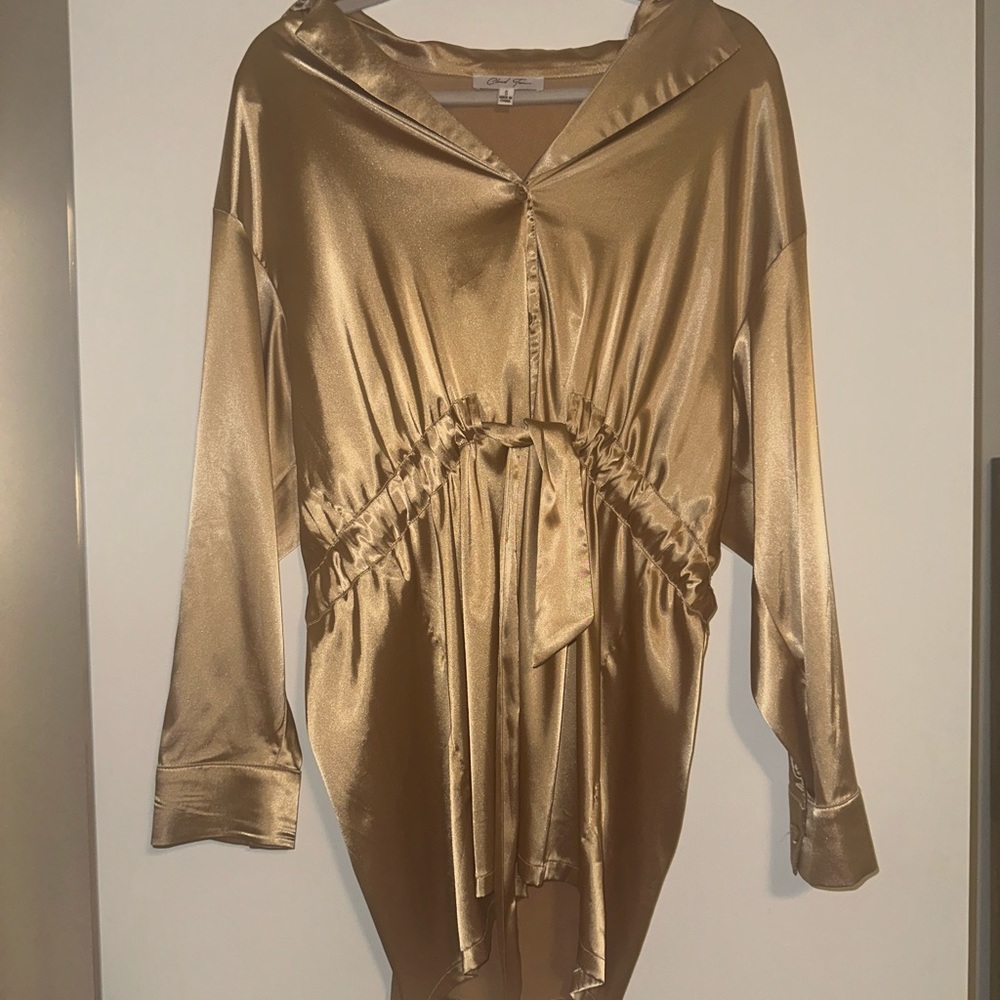 Satin Gold Longsleeve Dress💛